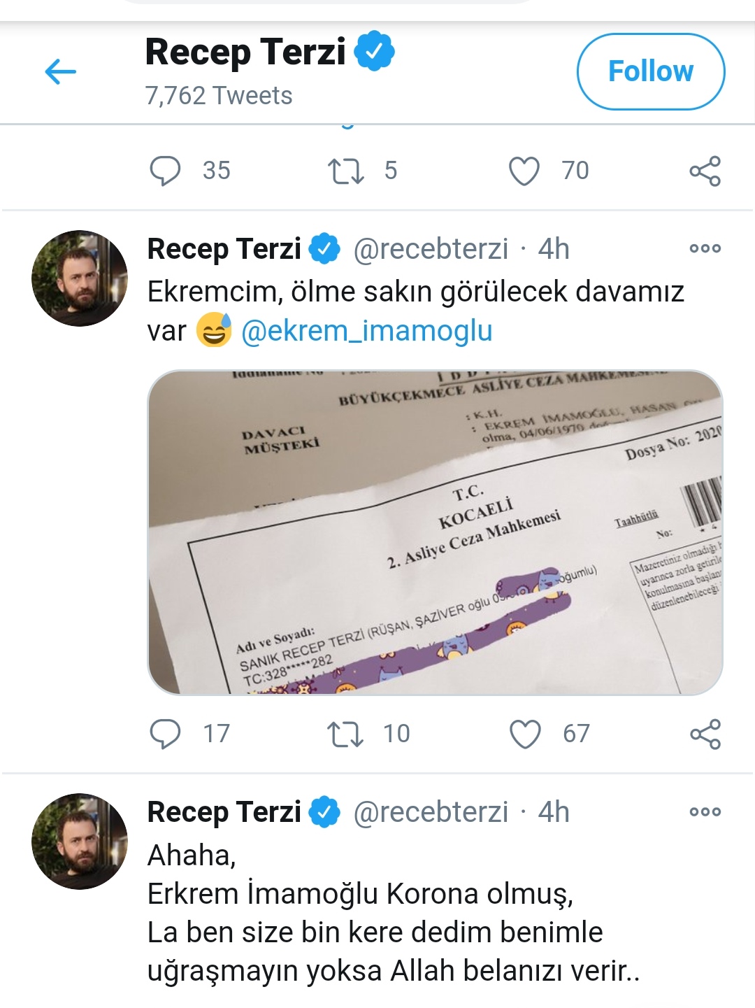 Recep Terzi Ekrem İmamoğlu