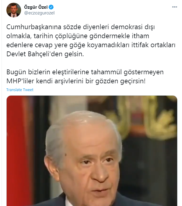 Özgür Özel'den Devlet Bahçeliye Kapak! Benim Cumhurbaşkanım olmamıştır!