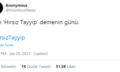 Anonymous hacker grubu Cumhurbaşkanı Erdoğan'ı hedef aldı Hırsız Tayyip! 