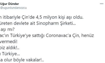 Uğur Dündar Açıkladı Çin aşısı için henüz Çin onay vermedi ama Türkiye Onay verdi!