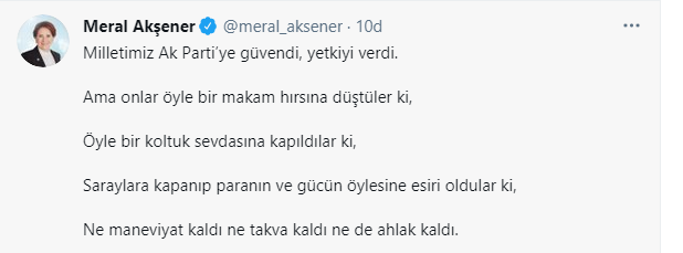 Meral Akşener: Ak Partinin ne maneviyatı kaldı nede takvası!