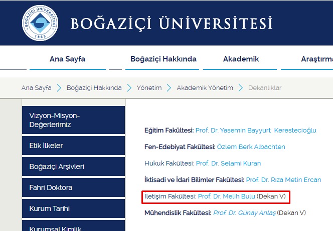 Ak partili Melih Bulu Boğaziçi'nde kurulan İletişim Fakültesi'ne dekan atanmış