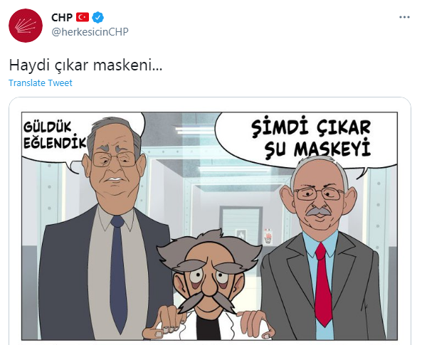 CHP'den Ak Partiye olay cevap Haydi çıkar maskeni, Ak partinin yapmış olduğu video youtube'da dislike tepkisi gelmeye devam ederken CHP'den ŞOK BİR CEVAP GELDİ, GÜLDÜK EĞLENDİK ŞİMDİ ÇIKAR MASKENİ DEDİ VE MASKENİN ARDINDA CUMHURBAŞKANI ERDOĞAN ÇIKTI!