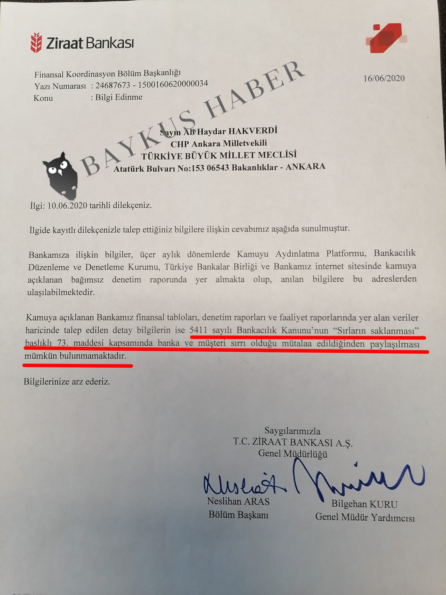 CHP’li vekil 1 yıl önce Ziraat Bankası’na sormuş, Müşteri sırrı denilmiş!