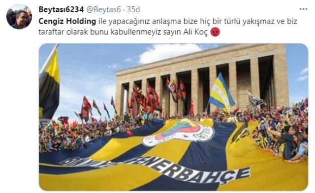 Fenerbahçe'nin yeni sponsorunun Cengiz Holding olacak olmasına Taraftar ateş püskürdü!