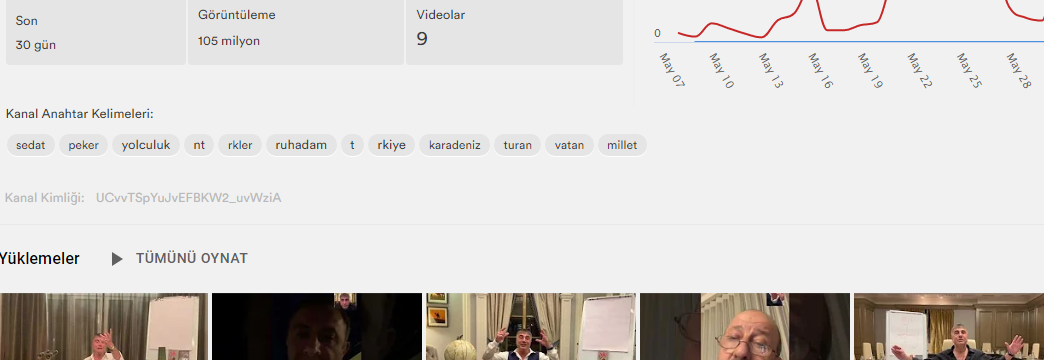 Sedat Peker'in 30 günlük Youtube video görüntüleri toplamı 105 milyon!