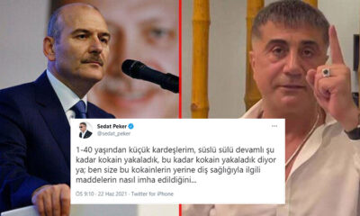 Sedat Peker'den yeni 'kokain' iddiası: Süleyman Soylu'ya yakın grubun elemanlar olduğunu belirtti.