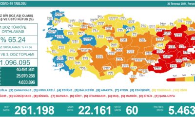 29 Temmuz 2021 tarihine ait son koronavirüs verileri