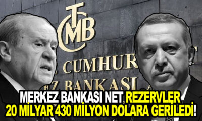 Türkiye Cumhuriyet Merkez Bankası Net rezervler 20 milyar 430 milyon dolara geriledi! Ak parti müdahale edemiyor! Merkez bankasında olan düşüş devam ediyor. Cumhur ittifakı  ortakları Ak parti ve MHP ise düşüşe ne yapsa müdahale edemeyerek düşüşe engel olamıyor.