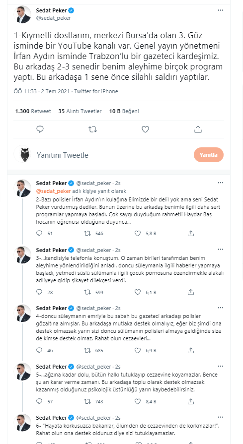 İrfan Aydın sedat peker