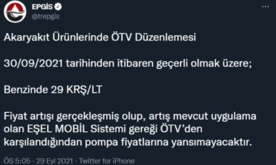 Benzine 30 Eylül'den itibaren geçerli olmak üzere 29 kuruş zam geldi