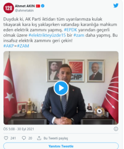 Akp zamanı elektrik zammı