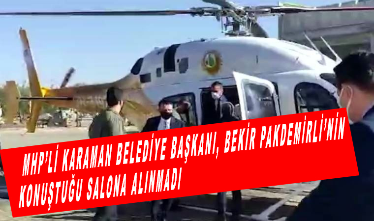 Karaman Belediye Başkanı Savaş Kalaycı ile Karaman Ziraat Odası Başkanı Mehmet Bayram, Pakdemirli’nin korumaları tarafından etkinlik salonuna alınmadı