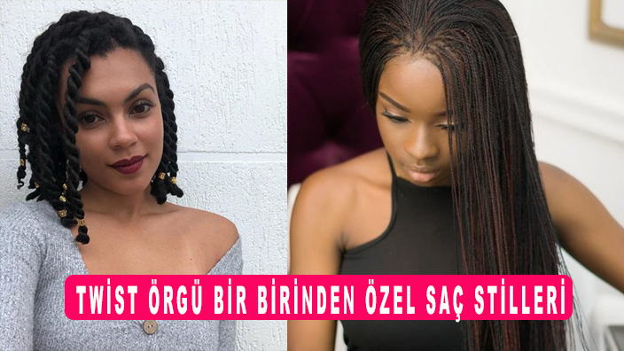 Twist örgü bir birinden özel saç stilleri