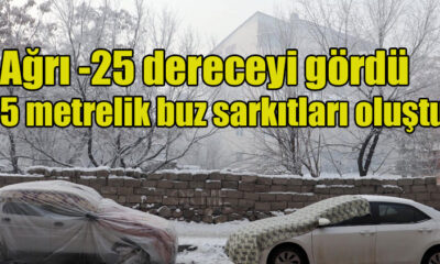 Ağrı -25 dereceyi gördü: 5 metrelik buz sarkıtları oluştu