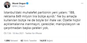 İstanbul’daki Ak partinin yeni yalanı: 849 milyon lira bütçe ayırdığı iddiası yalan çıktı!