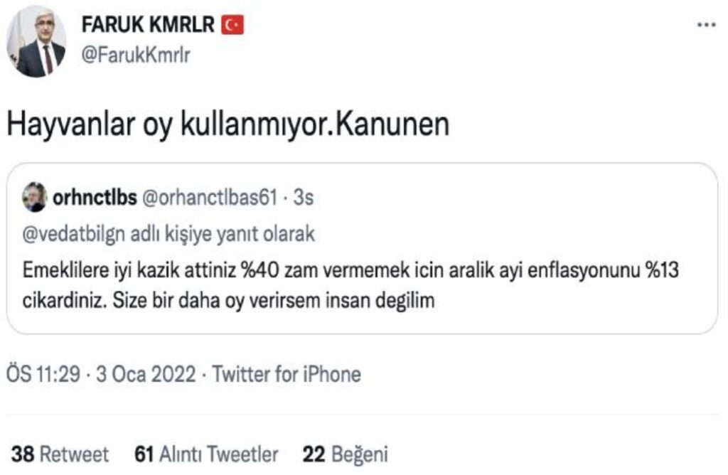 Ak Partili Faruk Küçükkömürler seçmene hakaret etti hayvan!