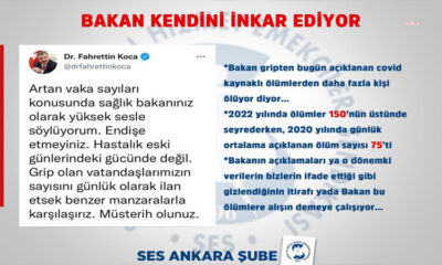 SES Ankara Şubesi'nden Ak Partili Bakan Fahrettin Koca'ya tepki: "Bakan 'bu ölümlere alışın' demeye çalışıyor"