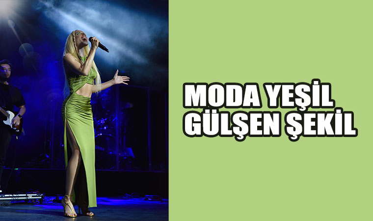 Gülşen yeşil elbisesi ile büyüledi! Moda Yeşil Gülşen şekil!