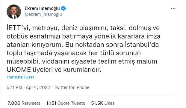 İstanbul'da yaşanan toplu taşıma sorumlusu kim?