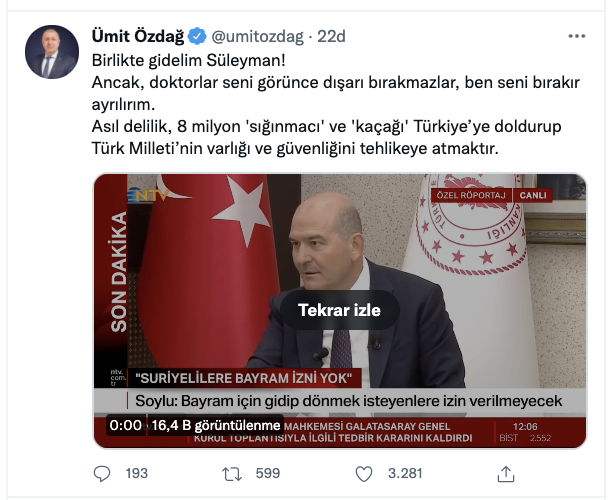 Ümit Özdağ Ak Partili Süleyman Soylu 'ya tokat gibi cevap verdi! Birlikte gidelim Süleyman!