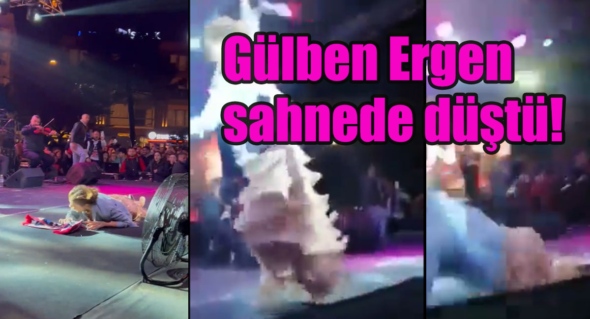 Gülben Ergen sahnede düştü!