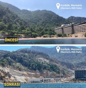 Sinpaş İnşaat, Doğa Katliamı Marmaris! Skandal görüntüler!