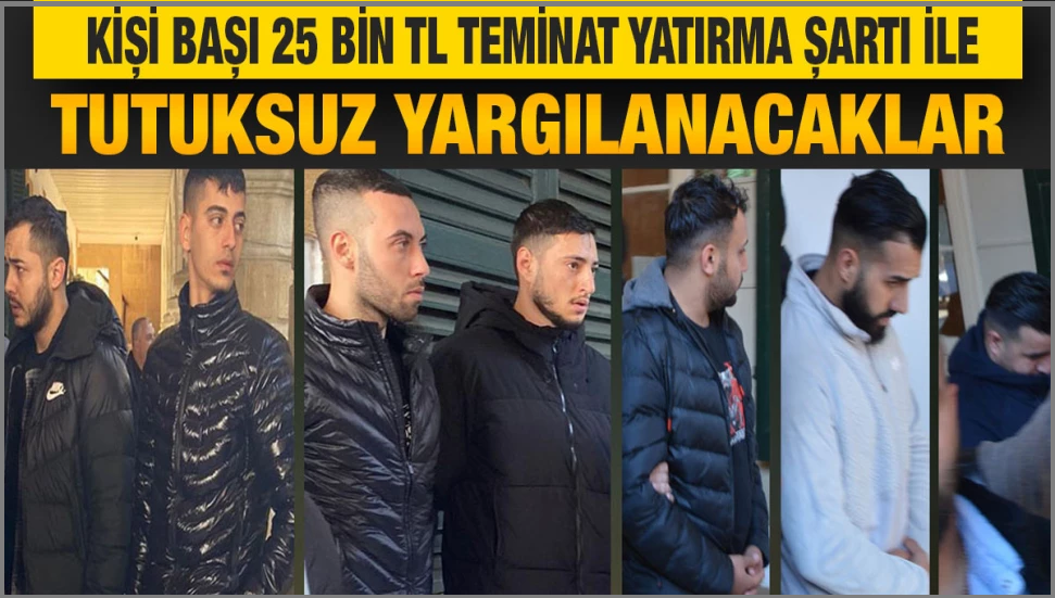 Yasadışı bahis sitelerinin reklamını yapan Müslüm Kartal, Sinan Yıldırımlar, Suat Yıldırımlar, Halil Sümer, Olcay Oksay, Mehmet Güleç ve Eren Zeytuncu dün teminat amaçlı mahkeme huzuruna çıkarıldı