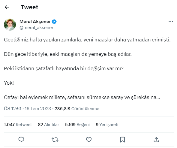 Meral Akşener gelen zamlara tepki gösterdi! Zam yağmuru devam ediyor!